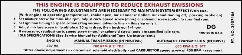 DECAL, AT/MT EMISSION | 307 | 69