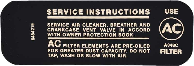 DECAL, AIR CLEANER SERVICE | 307 2BBL | 68