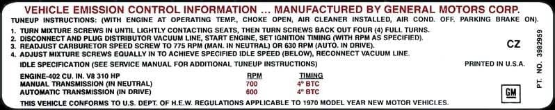 DECAL, AT/MT EMISSION | 402/310 HP | 70
