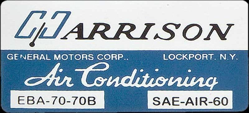 DECAL, HARRISON A/C EVAPORATOR BOX | 70