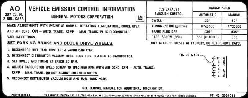 DECAL, AT/MT EMISSION | 307/200 HP | 71