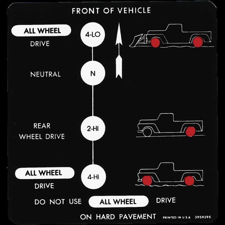 DECAL, BLAZER A/T 4WD SHIFT PATTERN | 69-70
