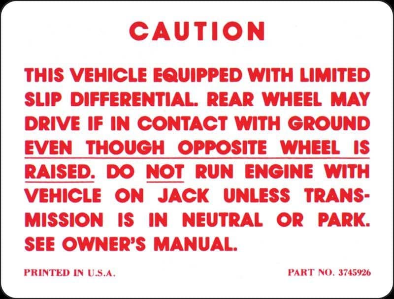 DECAL, POSITRACTION WARNING | 67-70