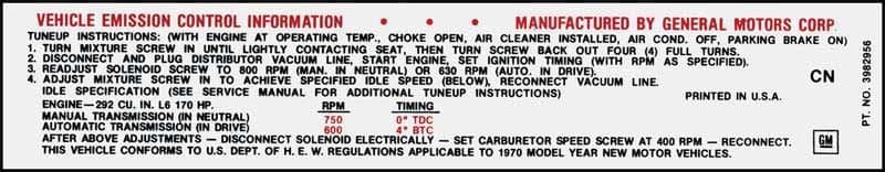 DECAL, AT/MT EMISSION | 292-170 HP | 70